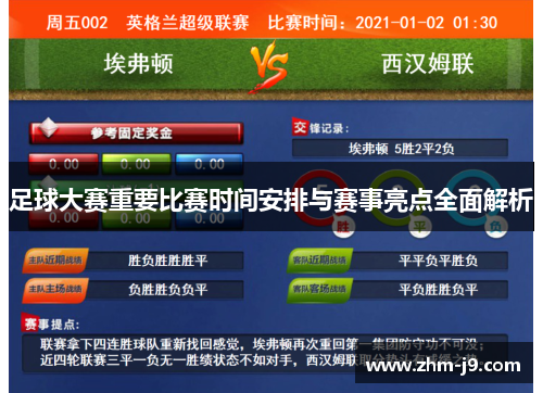 足球大赛重要比赛时间安排与赛事亮点全面解析