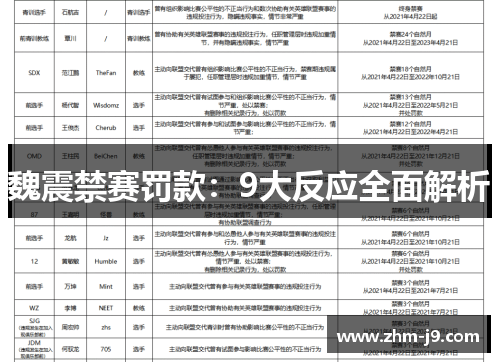 魏震禁赛罚款：9大反应全面解析