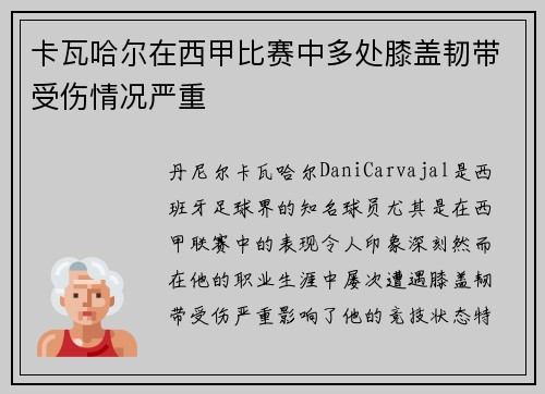 卡瓦哈尔在西甲比赛中多处膝盖韧带受伤情况严重 卡瓦哈尔在西甲比赛中多处膝盖韧带受伤情况严重